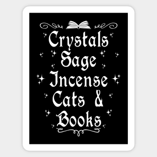 Crystals Sage Incense Cats and Books Sticker